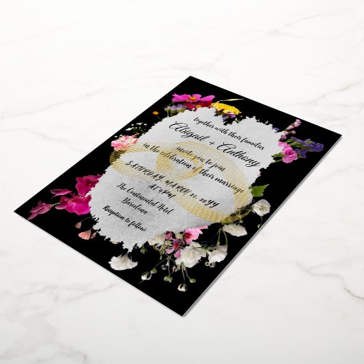 Invitation En Aluminium Bordure moderne florale élégante (Rotation)