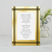 Invitation En Aluminium Bordure Onyx | Yellow Real Gold Mariage (Debout devant)