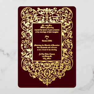 Invitation En Aluminium Bordure ornée de l'ère victorienne 1844 Art nouvea