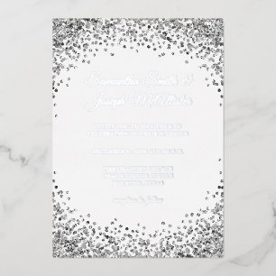 Invitation En Aluminium Bordure Pailletée Argent Mariage Noir