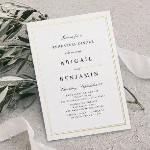 Invitation En Aluminium Bordures dorées élégantes pour dîner de répétition