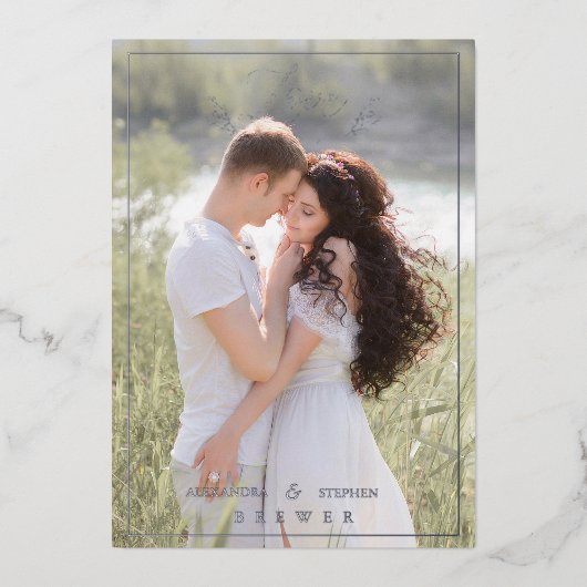 Invitation En Aluminium Botanical Elegant Love & Thanks Custom Photo (Recto)