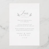 Invitation En Aluminium Botanical Elegant Love & Thanks Custom Photo (Verso)