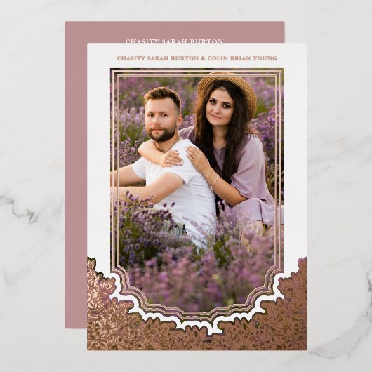 Invitation En Aluminium Botanical Frame Photo Wedding Flower & Branches (Recto/Verso)