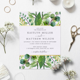 Invitation En Aluminium Botanical Greenery Wedding Real