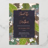 Invitation En Aluminium Botanical Leaf and Hydrangea Petals Save The Date (Recto)