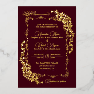 Invitation En Aluminium Botanique Floral Paisley Artistique Mariage Musulm
