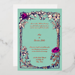 Invitation En Aluminium Botanique Floral Rose Vine Mariage frontalier