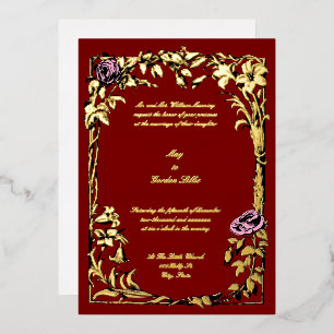 Invitation En Aluminium Botanique Floral Rose Vine Mariage frontalier