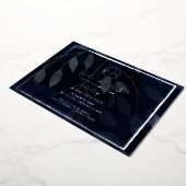 Invitation En Aluminium Botanique foncé Elégant Marine Bleu & Mariage Arge (Rotation)