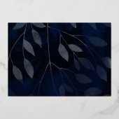 Invitation En Aluminium Botanique foncé Elégant Marine Bleu & Mariage Arge (Verso)