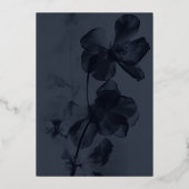 Invitation En Aluminium Botanique Moody foncé superposition Mariage bleu o (Verso)