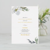 Invitation En Aluminium Botanique Vert & Blanc Douche Aquarelle Florales (Debout devant)