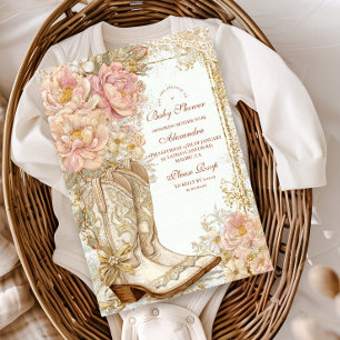 Invitation En Aluminium Bottes de cowgirl occidentales pour une baby showe