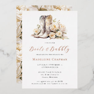 Invitation En Aluminium Bottes et bulles Élégante Fête de Mariage Florale
