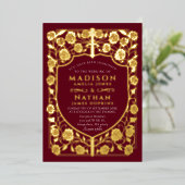 Invitation En Aluminium Bouclier Épée Rouge Monogramme Médiéval Mariage (Debout devant)