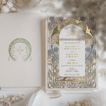 Invitation En Aluminium Bougainvillea Blue Gold Mariage Art Nouveau Mucha<br><div class="desc">Art Nouveau Floral Vintage Blue & Gold Wedding Invitations par Alphonse Mucha dans un design romantique et fantaisiste utilisant Real Gold Foil. Les fleurs victoriennes complètent les polices art déco classiques. Entrez vos informations personnalisées, et vous avez terminé. Si vous souhaitez modifier la conception, cliquez simplement sur le bouton bleu...</div>