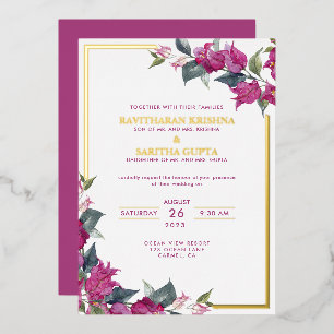 Invitation En Aluminium Bougainvillea Bourgogne Mariage rose