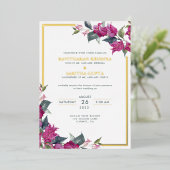 Invitation En Aluminium Bougainvillea Bourgogne Mariage rose (Debout devant)