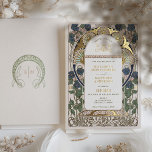 Invitation En Aluminium Bougainvillea Marine Blue Gold Mariage Art Nouveau<br><div class="desc">Art Nouveau Floral Vintage Blue & Gold Wedding Invitations par Alphonse Mucha dans un design romantique et fantaisiste utilisant Real Gold Foil. Les fleurs victoriennes complètent les polices art déco classiques. Entrez vos informations personnalisées, et vous avez terminé. Si vous souhaitez modifier la conception, cliquez simplement sur le bouton bleu...</div>