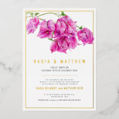Invitation En Aluminium Bougainvillea or rose violet mariage (Recto)