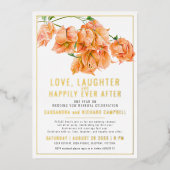 Invitation En Aluminium Bougainvilliers roses voeu mariage renouveau or or (Recto)