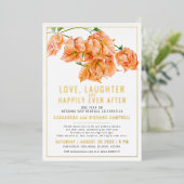 Invitation En Aluminium Bougainvilliers roses voeu mariage renouveau or or (Debout devant)