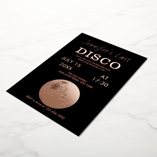 Invitation En Aluminium Boule à facettes rose gold scintillante dernière d (Rotation)