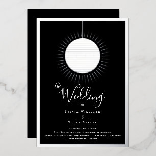 Invitation En Aluminium Boule de Disco Mariage Noir Argent