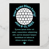 Invitation En Aluminium Boule de Disco Rétro PERSONNALISÉE Argent (Recto)