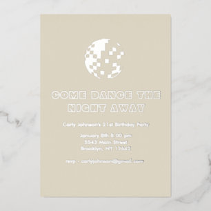 Invitation En Aluminium Boule disco argent métallisé Y2K pour fête d'anniv