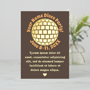 Invitation En Aluminium Boule disco or PERSONALISÉE Or