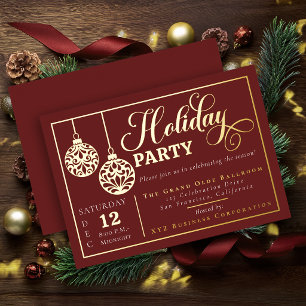Invitation En Aluminium Boules de Noël Élégantes Ornementales Fête de Fête