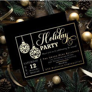 Invitation En Aluminium Boules de Noël Élégantes Ornementales Fête de Fête