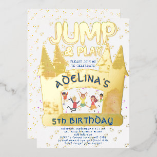 Invitation En Aluminium Bounce House Jump Jouer Gymnastique Anniversaire d