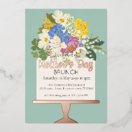 Invitation En Aluminium Bouquet floral Brunch Fête des Mères