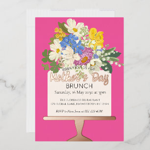 Invitation En Aluminium Bouquet Floral Brunches de la Fête des Mères
