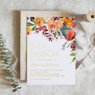 Invitation En Aluminium Bouquet Floral de Bébé Bohème Aquarelle pour Brunc