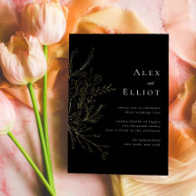 Bouquet Floral Élégant Noir Mariage Or