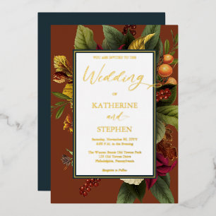 Invitation En Aluminium Bouquet Floral Orange Rustique Mariage Sarcelle