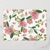 Invitation En Aluminium Bouquet floral rose vif et or Enregistrer la date (Verso)