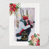 Invitation En Aluminium Bouquets de Noël floraux Initiales luxueuses (Recto)