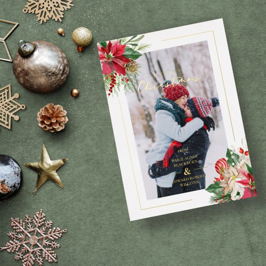 Invitation En Aluminium Bouquets de Noël floraux Initiales luxueuses