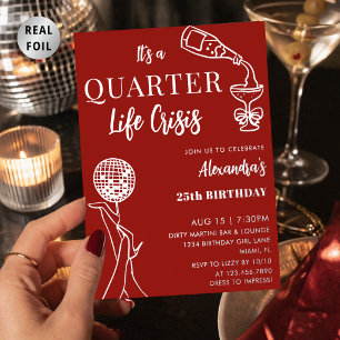Invitation En Aluminium Bourgogne Argent Crise de la Quatrième de Vie 25e 