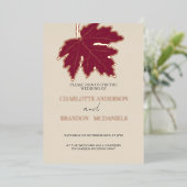 Invitation En Aluminium Bourgogne Automne Maple Leaf Mariage Rose Or (Debout devant)