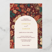 Invitation En Aluminium Bourgogne Chinoiserie Mariage classique élégant (Recto)