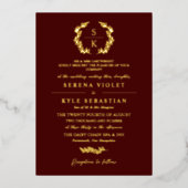 Invitation En Aluminium Bourgogne Élégante Typographie Laurel Wreath Monog (Recto)