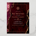 Invitation En Aluminium Bourgogne et Rose Gold Faux Agate Bat mitzvah<br><div class="desc">Aquarelle cool agate invitation Bat mitzvah dans les accents de bordeaux et or rose personnalisable à vos détails de l'événement.</div>