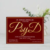 Invitation En Aluminium Bourgogne Gold PsyD Graduation (Debout devant)