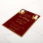 Invitation En Aluminium Bourgogne - Mariage élégant - avec Real Golden (Rotation)